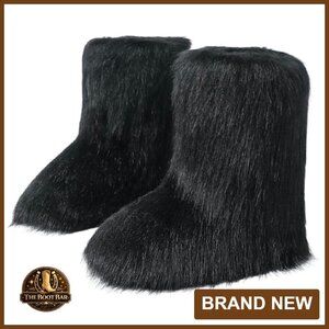 Size 9 Women's Faux Fur Snow Boots Mid-Calf Warm Winter Shoes